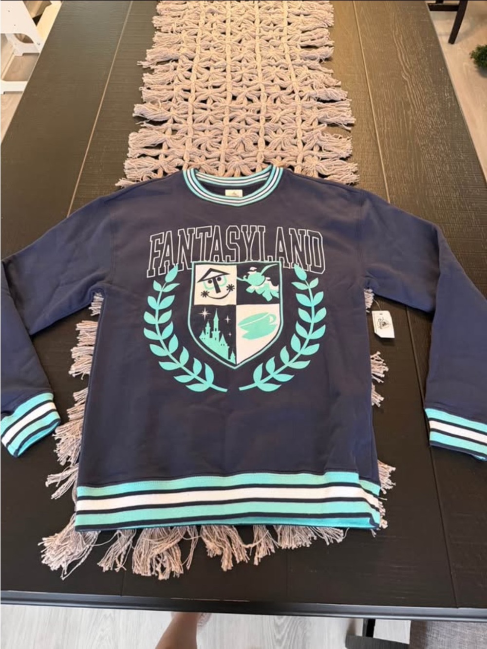 Disney Navy Sweatshirt with Aqua Trim and Crest